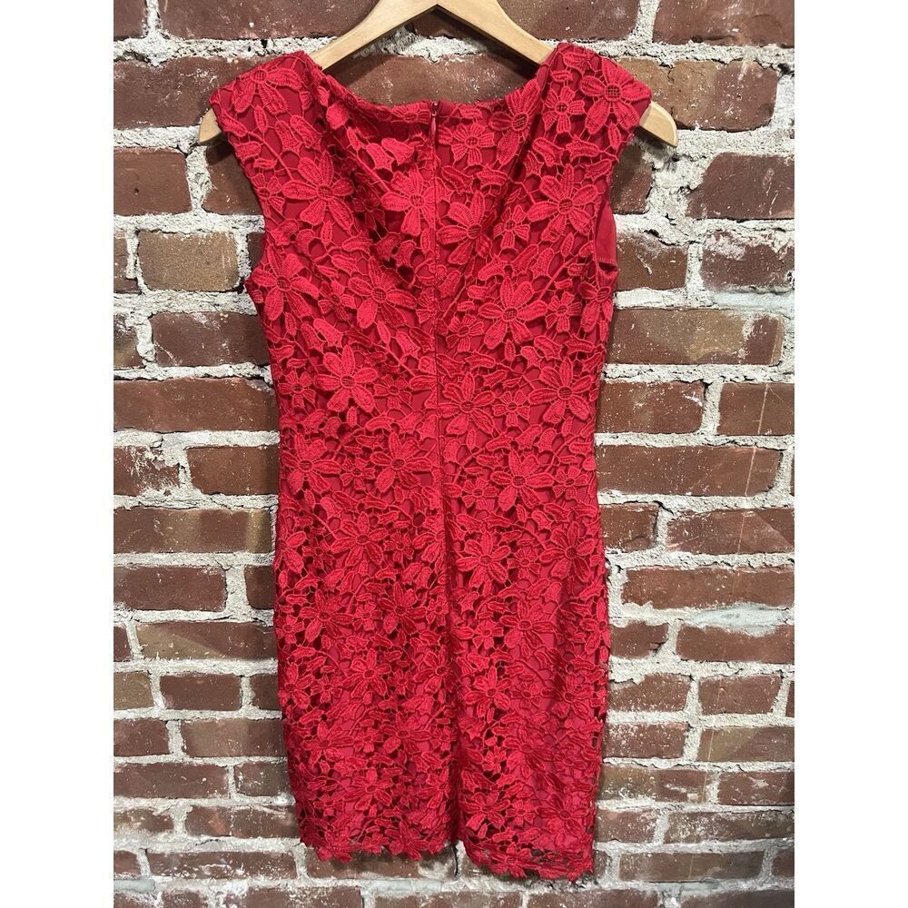 Lauren Ralph Lauren Hot Pink Floral Lace Overlay Sheath Dress Size 2 Womens - Picture 3 of 5